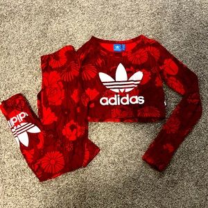 Adidas Red Flower Outfit